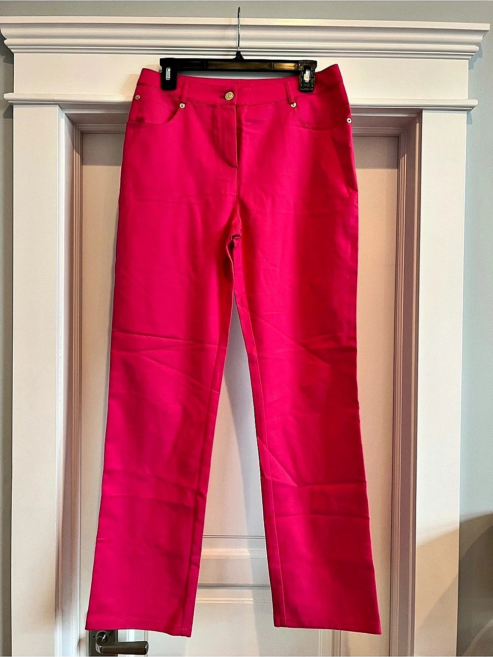 St. John Sport Hot Pink Tailored Straight-Leg Trousers Pink Size 6